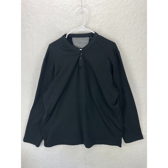Raffi The Derek Henley Sweater Mens Black Knit Long Sleeve 3 Button Pullover XXL - Picture 3 of 9